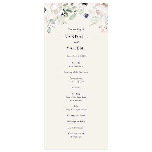 Elegant Anemone Wedding Programs Champagne Pearlescent