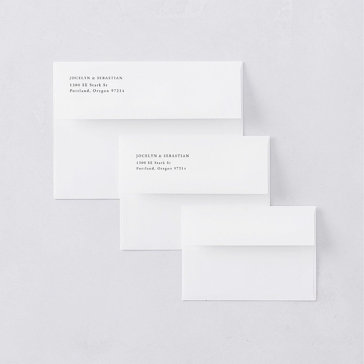 Floral Sketch Wedding Invitation Envelopes White Off-White Both Recipient and Return Addresses Standard Signature