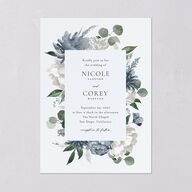 Timeless Bouquet Wedding Invitations Dusty Blue Signature Blank No Standard