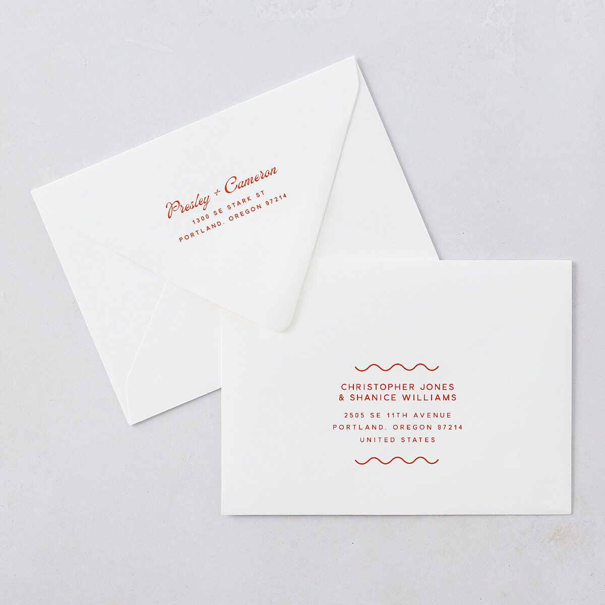 Cabana Stripes Rehearsal Dinner Invitation Euro Envelopes Pastel Blue Luxe White Both Recipient and Return Addresses Signature