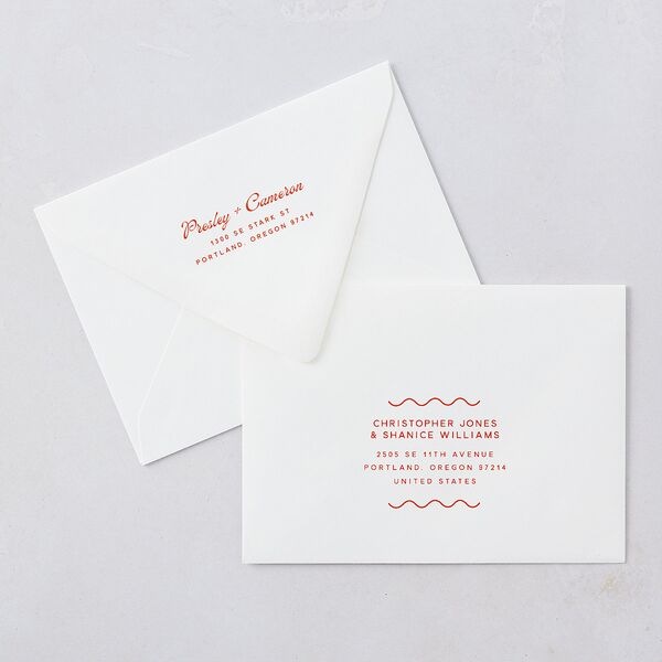Cabana Stripes Rehearsal Dinner Invitation Euro Envelopes Pastel Blue Luxe White Both Recipient and Return Addresses Signature