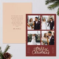 Christmas Grid Holiday Cards Gold Rust Signature Blank Portrait  Standard