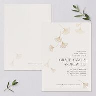Ginkgo Leaves Wedding Invitations Gold Champagne Signature Blank No
