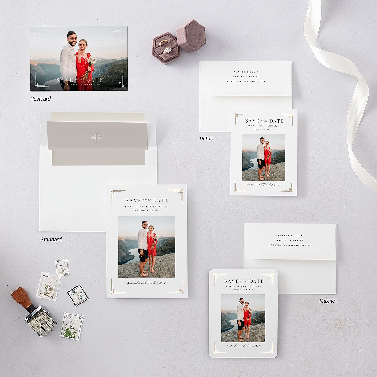 Church Cross Save The Date Cards Pure White Signature smooth Blank No Standard
