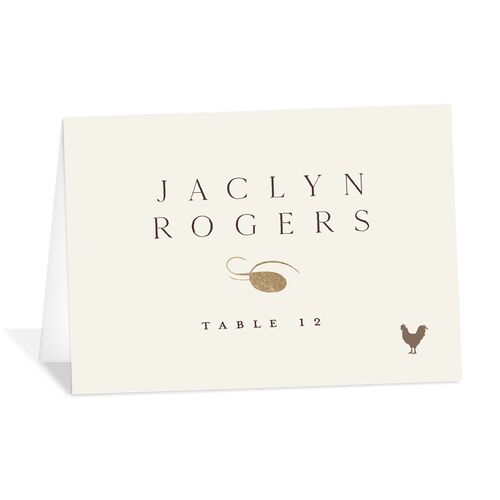 Flourishing Love Place Cards Gold Sepia Signature