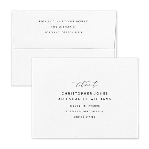 Blooming Botanical Save the Date Magnet Envelopes White Midnight Both Recipient and Return Addresses Signature Standard