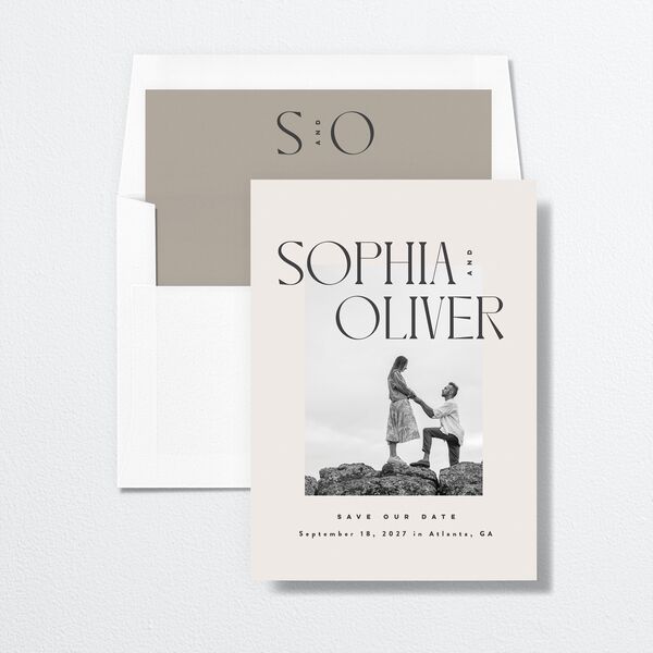Editorial Names Save the Date Cards Champagne Signature smooth No