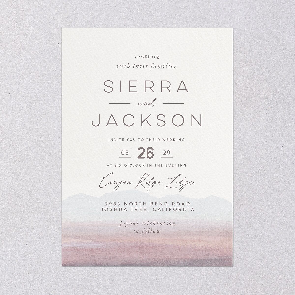 Painted Desert Wedding Invitations Lilac Signature Blank No Standard