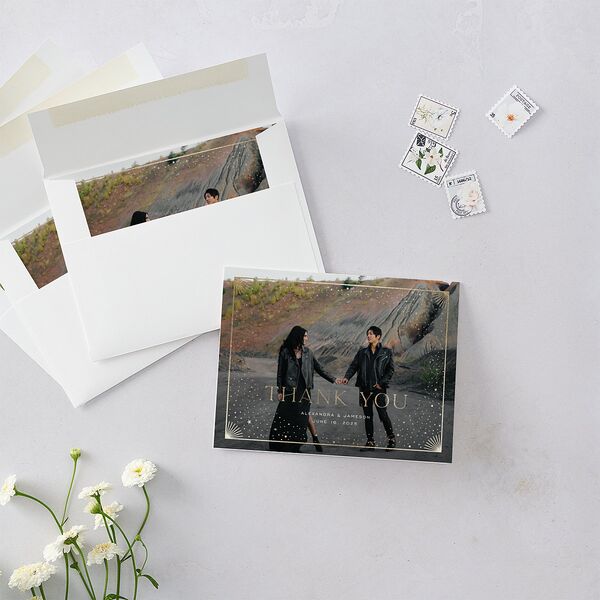 Written In The Stars Thank You Cards Gold Midnight