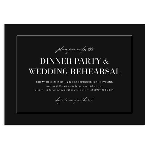 Classic Border Rehearsal Dinner Invitations Midnight Signature Blank Standard