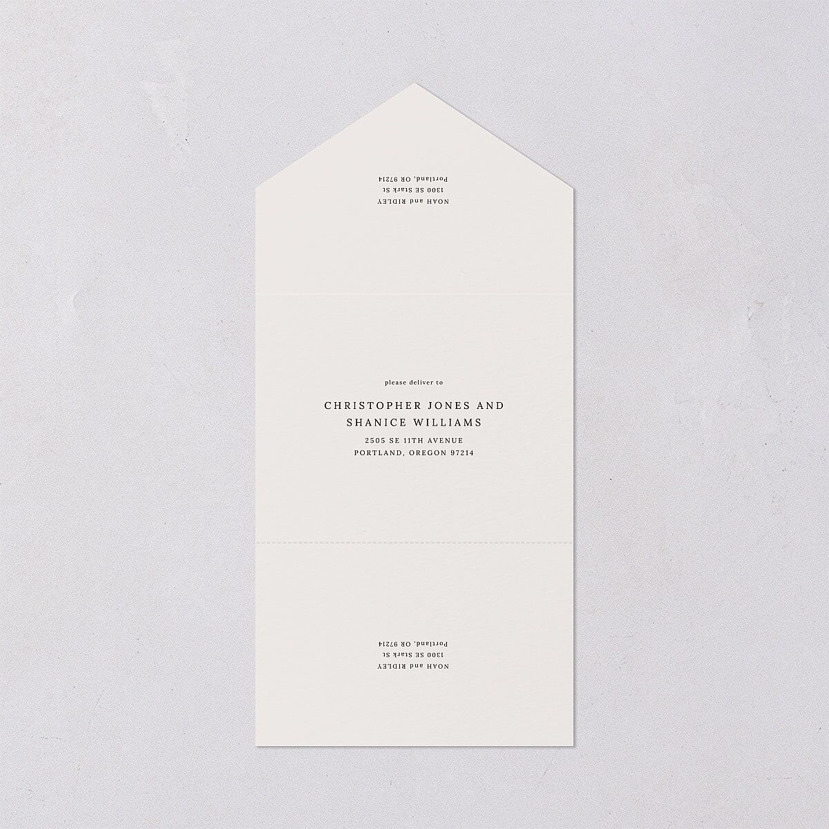 Elegant Polished Minimalist All-in-One Wedding Invitations Linen Signature Light Both Recipient and Return Addresses No