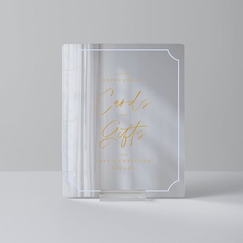 Fairytale Wildflower Crest Mirrored Acrylic Favor Tabletop Sign X-small Daffodil Mirrored Acrylic XS Tabletop Favor Standard