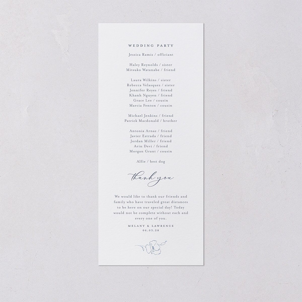 Floral Adornment Wedding Programs Dusty Blue Signature