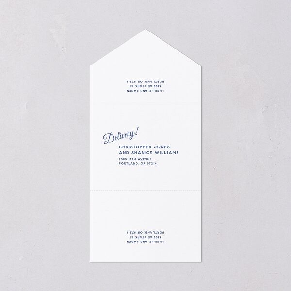 Vintage Heart Locket All-in-One Wedding Invitations Ocean Signature Light Both Recipient and Return Addresses No