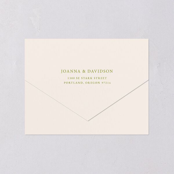 We're Getting Married All-in-One Wedding Invitations Deep Olive Signature Light Both Recipient and Return Addresses