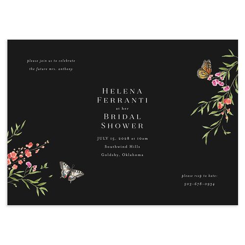 Rustic Butterflies Bridal Shower Invitations Charcoal Signature Blank Standard