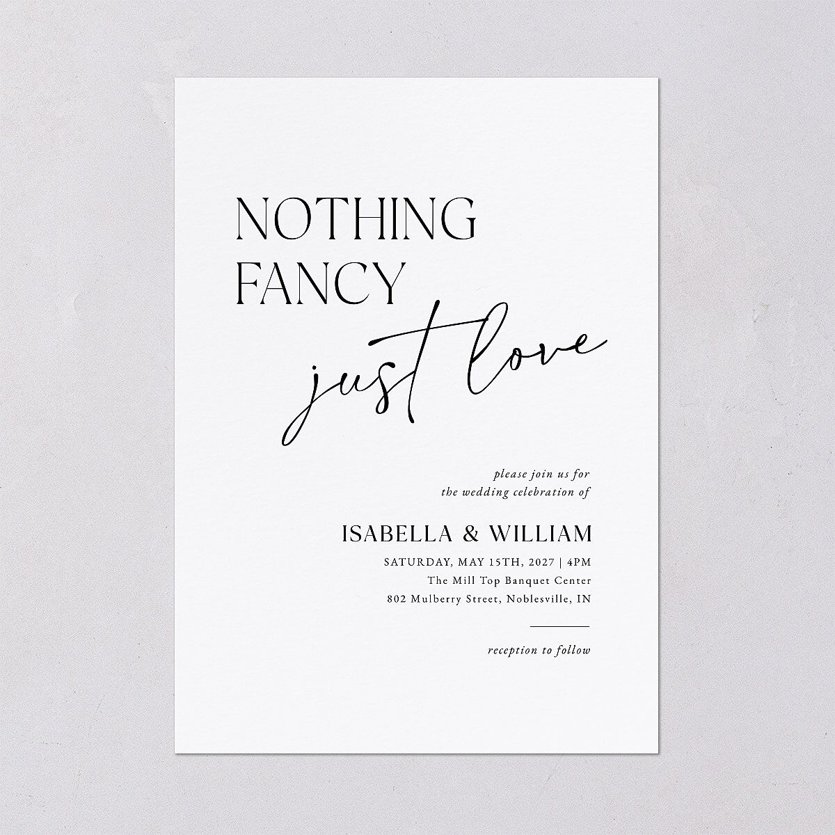Nothing Fancy Wedding Invitations Pure White Signature Blank No Standard