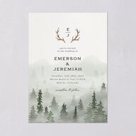 Antler Monogram Mountain Wedding Invitations Forest Signature Blank No Standard