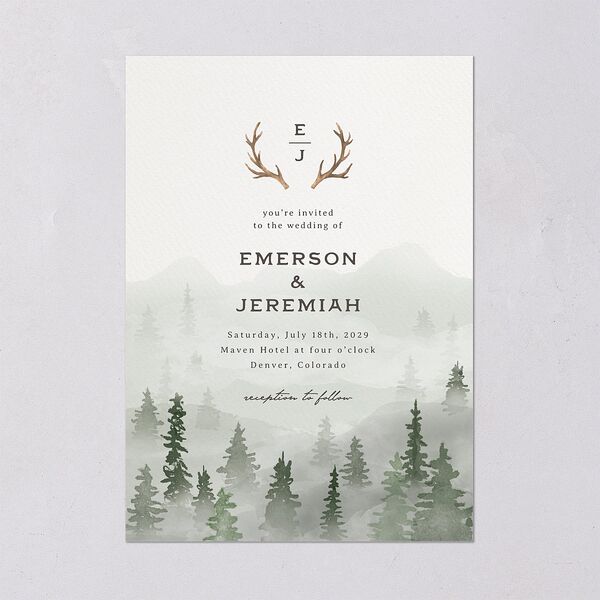 Antler Monogram Mountain Wedding Invitations Forest Signature Blank No Standard