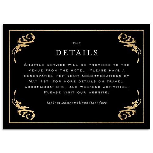Romantic Vintage Luxury Foil Wedding Event Detail Cards Gold Licorice Signature Standard