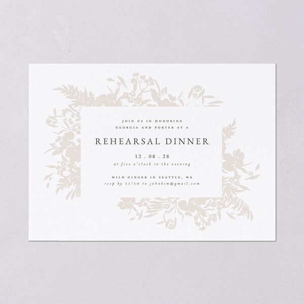 Glistening Garden Rehearsal Dinner Invitations Linen Signature Blank Standard