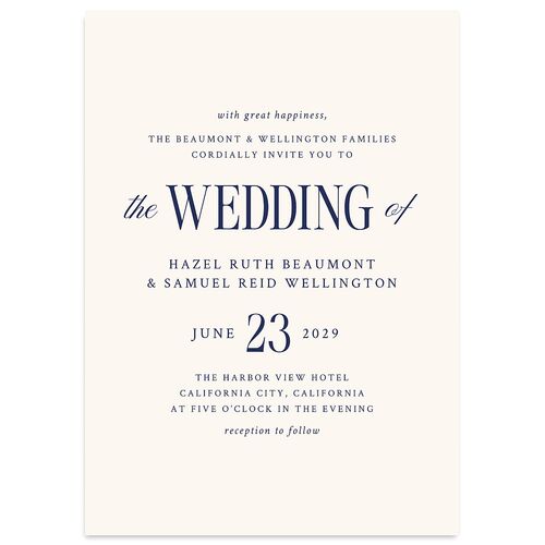 Elegant Wedding Of Wedding Invitations Navy Signature Blank Standard No