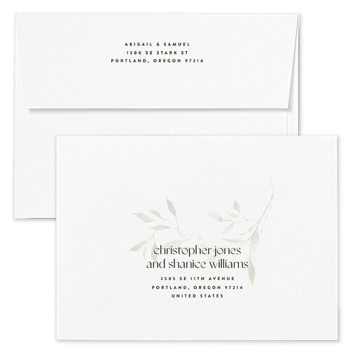 Pressed Leaves Wedding Invitation Envelopes Rose Thyme Return Address Standard Signature