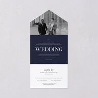 Classically Stated All-in-One Wedding Invitations Navy No Signature Light Both Recipient and Return Addresses