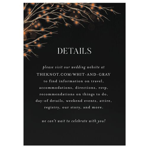 Snowflake Branches Wedding Event Detail Cards Midnight Signature Standard