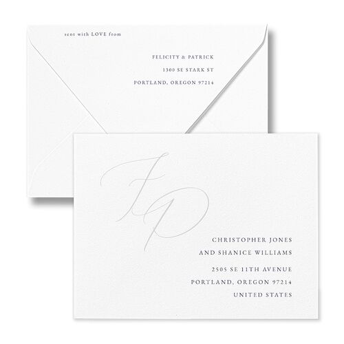 Simply Devoted Save the Date Magnet Euro Envelopes White Midnight Navy Both Recipient and Return Addresses Luxe Signature