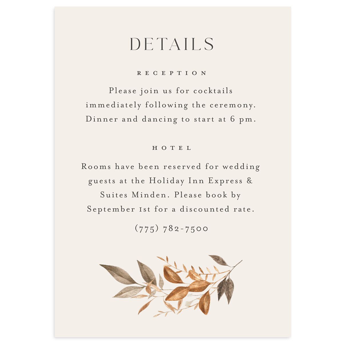 Leafy Rustic Monogram Wedding Enclosure Cards