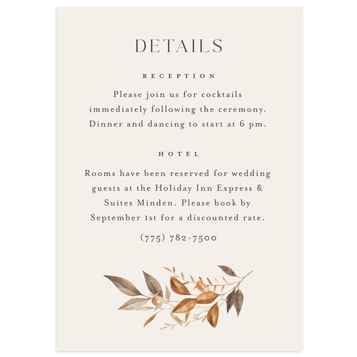 Leafy Rustic Monogram Wedding Enclosure Cards Cotton Signature