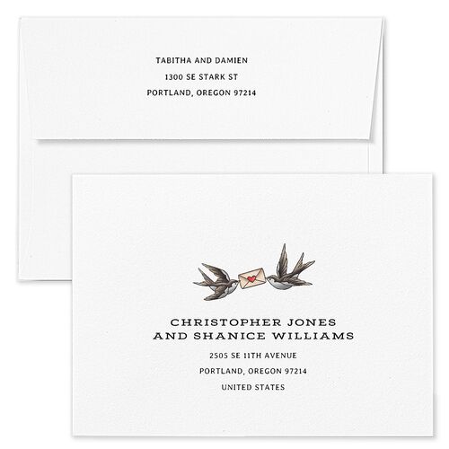 Til Death Tattoos Wedding Invitation Envelopes Midnight White Both Recipient and Return Addresses Standard Signature