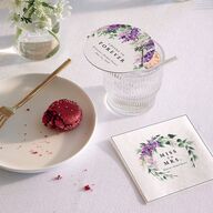 Romantic Wisteria Bridal Shower Wedding Day Coasters Purple Petal Cardboard Circle
