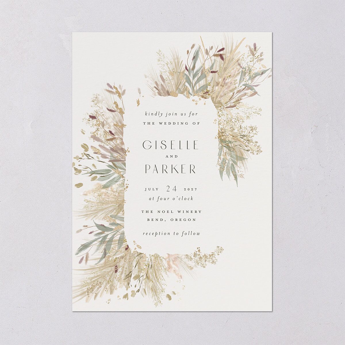 Ethereal Pampas Wedding Invitations — view 2