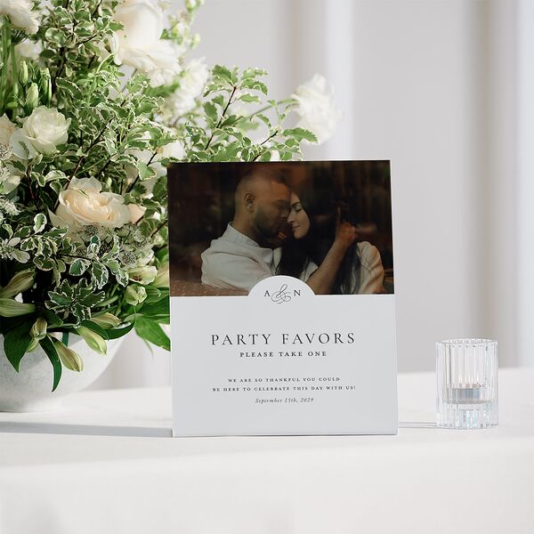 Elegant Photo Monogram Bar Bended Tabletop Sign X-small Pure White Standard Plastic XS Tabletop Bar