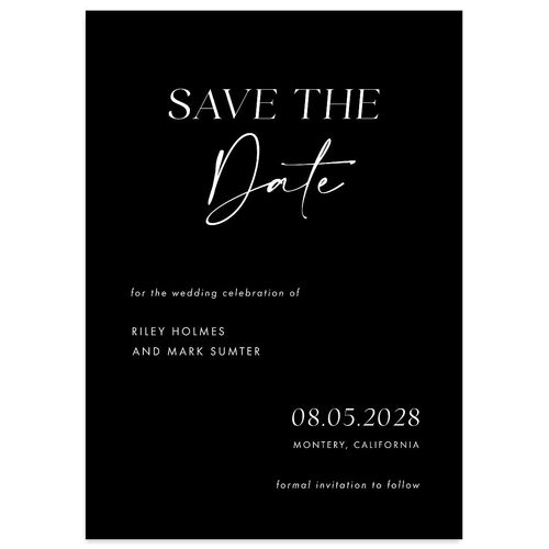 Modern Contrast Save The Date Cards Midnight Signature smooth Blank No