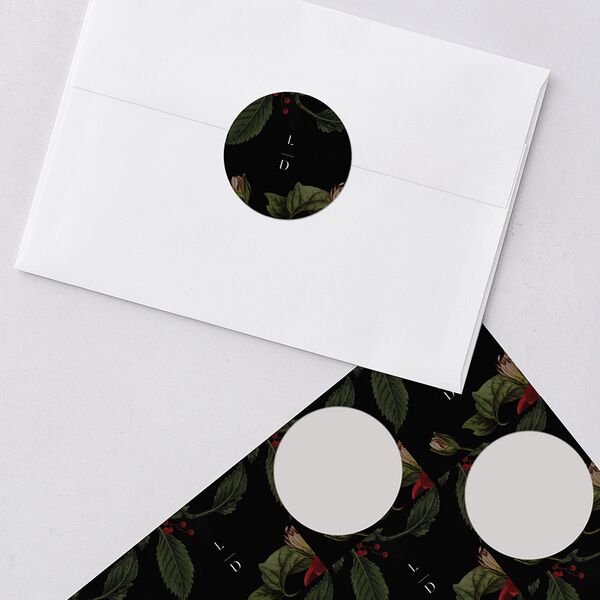Gothic Floral Wedding Stickers Midnight Circle