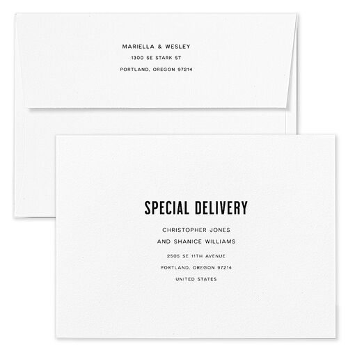 These Kids Save The Date Card Envelopes Midnight Terracotta Both Recipient and Return Addresses Signature Standard