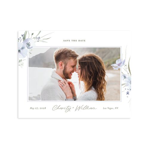 Floral Photo Save the Date Petite Cards Ocean Signature smooth Blank No Standard