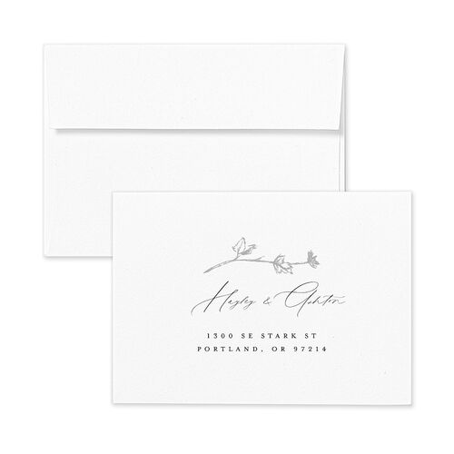 Shining Leaves Response Card Envelopes Pure White White Return Address Signature Standard