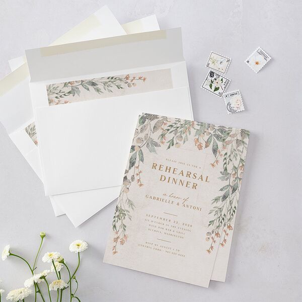Rustic Vines Rehearsal Dinner Invitations Blush Signature Blank Standard