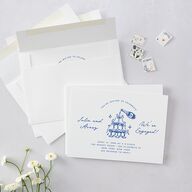Hand Drawn Cake Engagement Party Invitations French Blue Signature Blank Standard