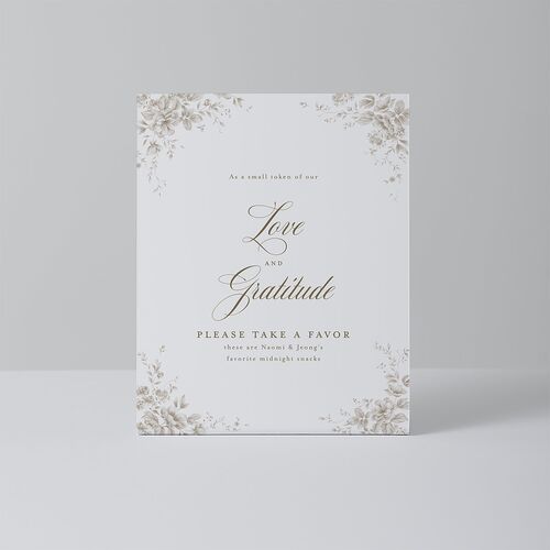 Vintage Florals Favor Bended Tabletop Sign X-small Sepia Standard Plastic XS Tabletop Favor