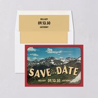 Retro Destination Postcard Inspired Save the Date Cards Red Clay Signature smooth Blank No Standard