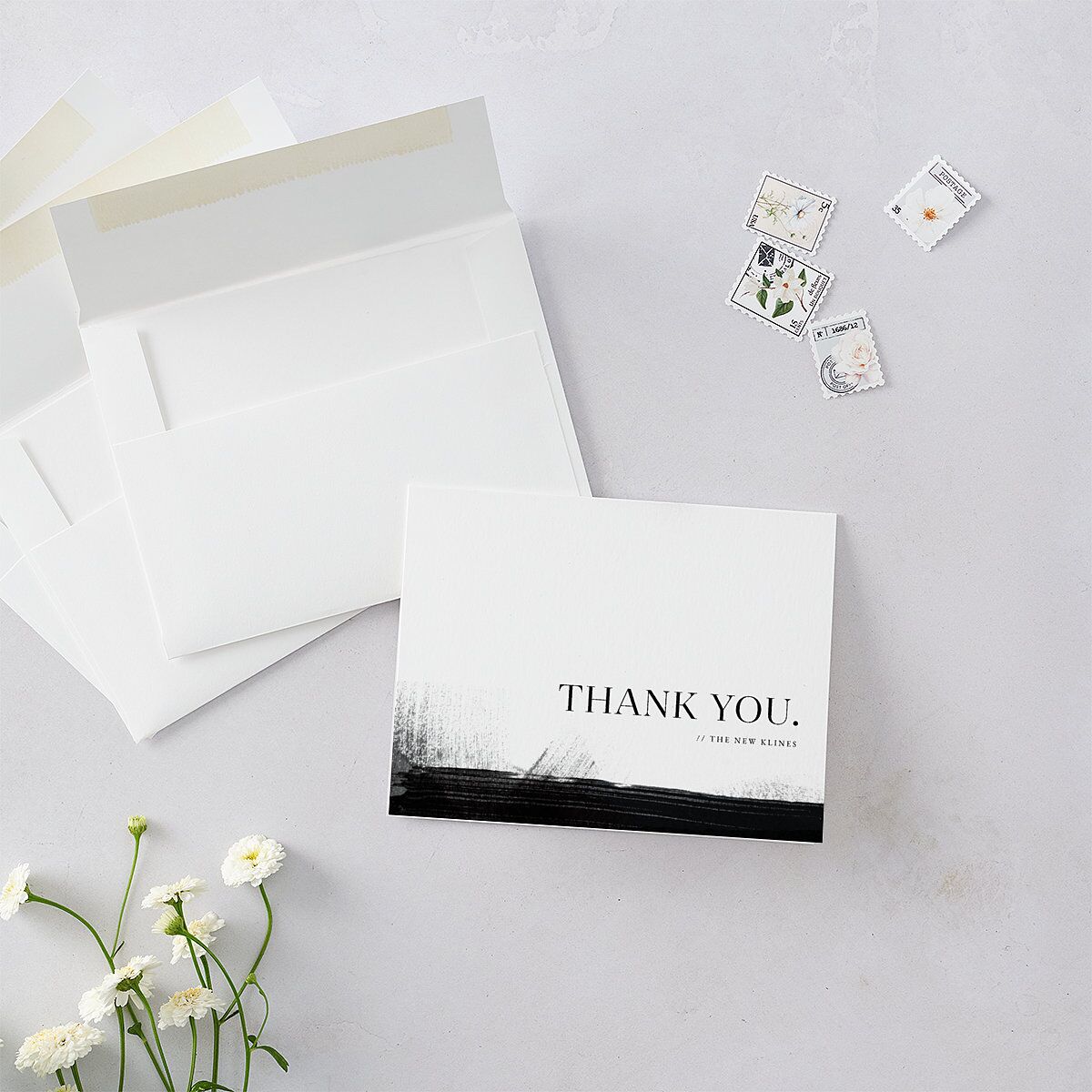 Painted Minimal Thank You Cards Midnight