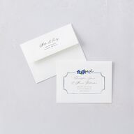 Delphinium Crest Thank You Card Envelopes White Sea Blue Both Recipient and Return Addresses Signature Standard