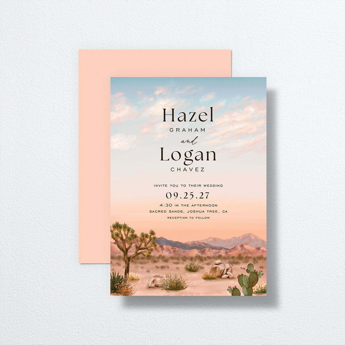 Desert Cactus Wedding Invitations Peach Fuzz Signature No