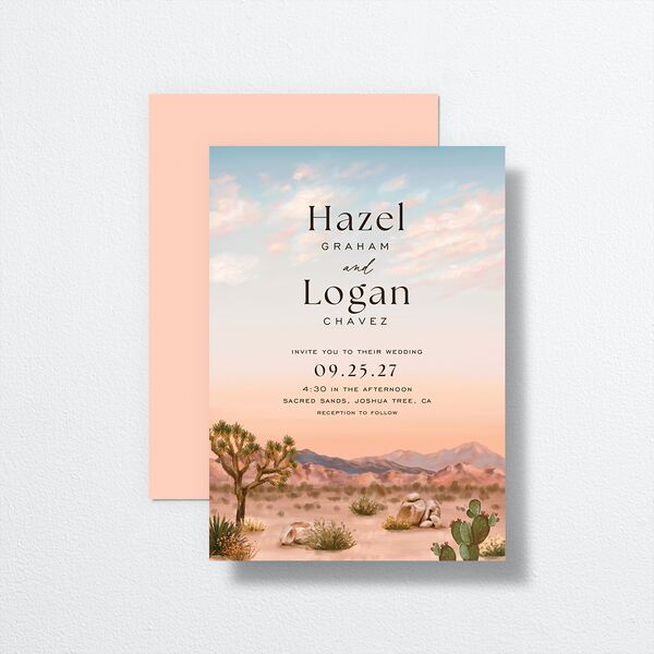 Desert Cactus Wedding Invitations Peach Fuzz Signature No