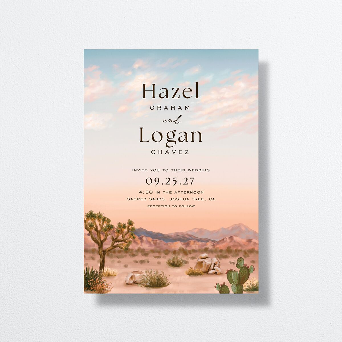 Desert Cactus Wedding Invitations Peach Fuzz Signature No
